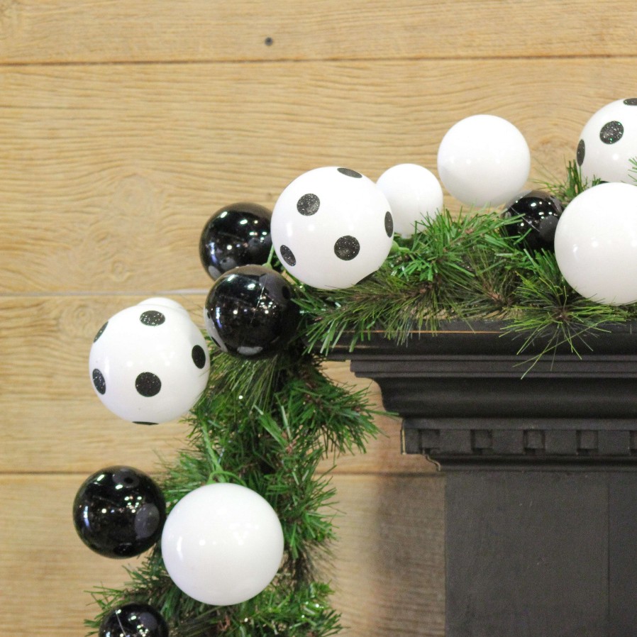 Farrisilk Garlands | 10' Black & White Polka Dot Ball Garland