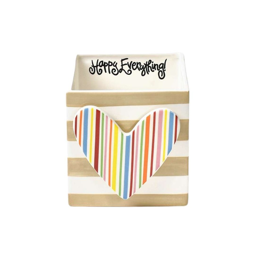 Happy Everything Diy Containers | Neutral Stripe Medium Nesting Cube By Happy Everything!