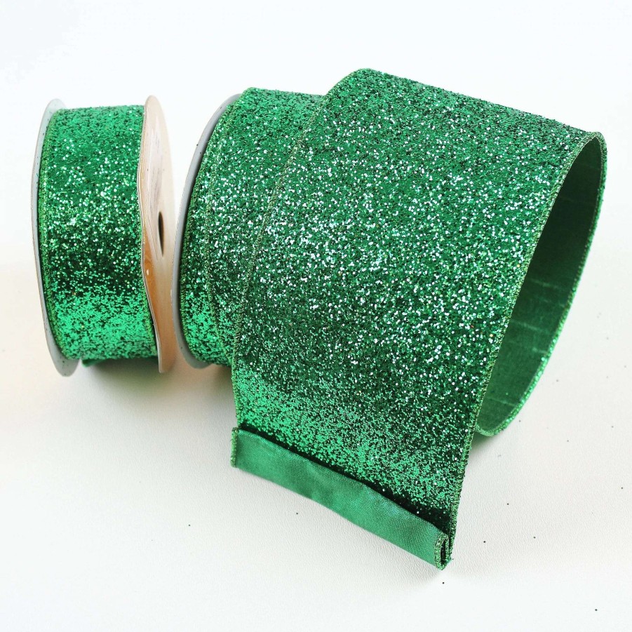 Farrisilk St. Patrick'S Day | Emerald Glitter Magic Ribbon, 1.5"X10Yd