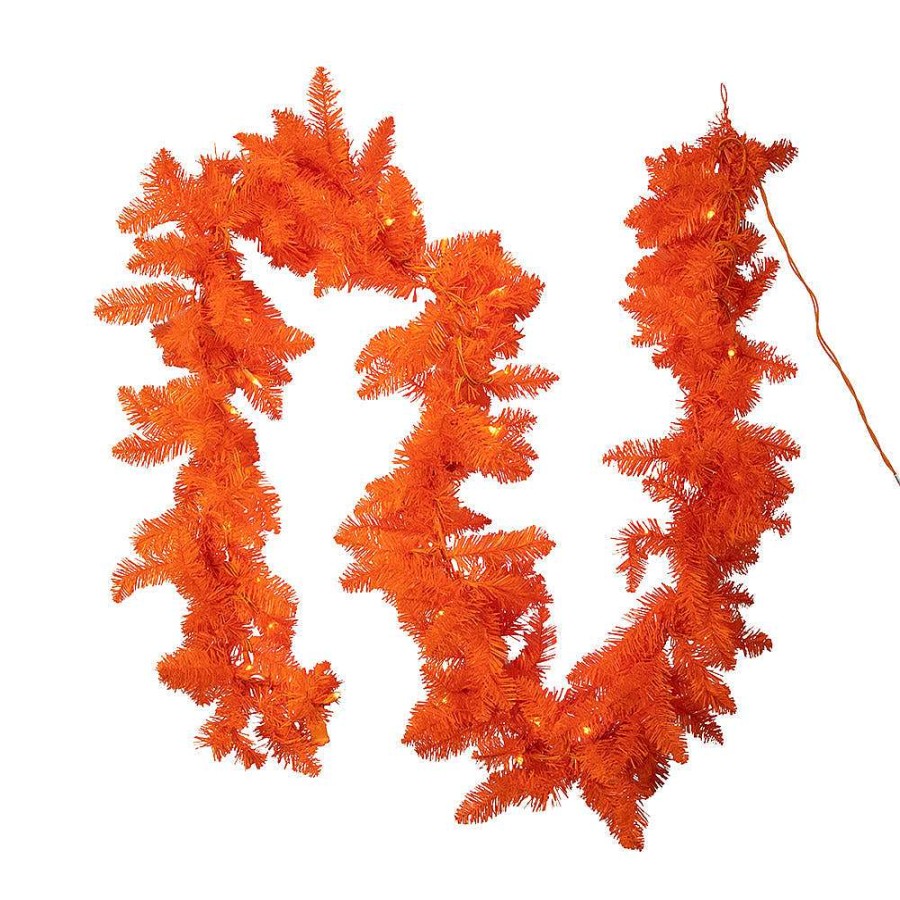 Kurt S. Adler Table Decor | Pre-Lit Orange Garland, 9'