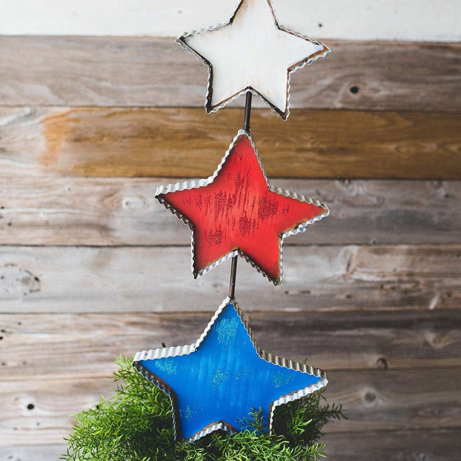 The Round Top Collection Pot Stakes | Patrioic Star Topiary