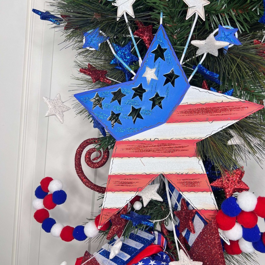 Miss Cayce's Door Decor | Patriotic Star Teardrop, Short