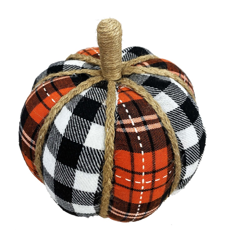 Liberty Floral Figurines | Plaid Fabric Pumpkin