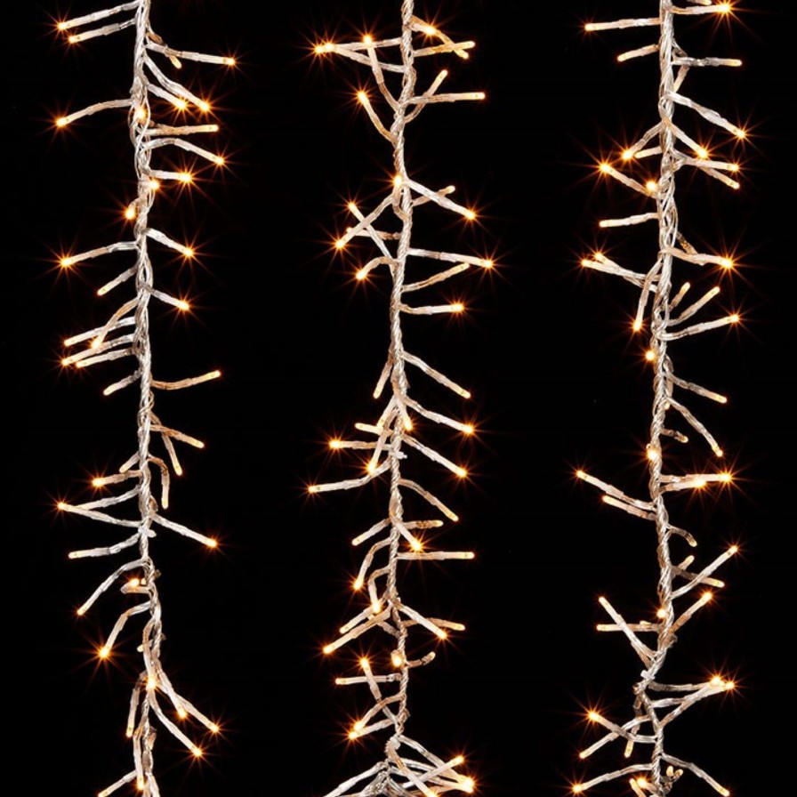 RAZ Lights | Warm White Cluster Lights On Clear Wire, 10'