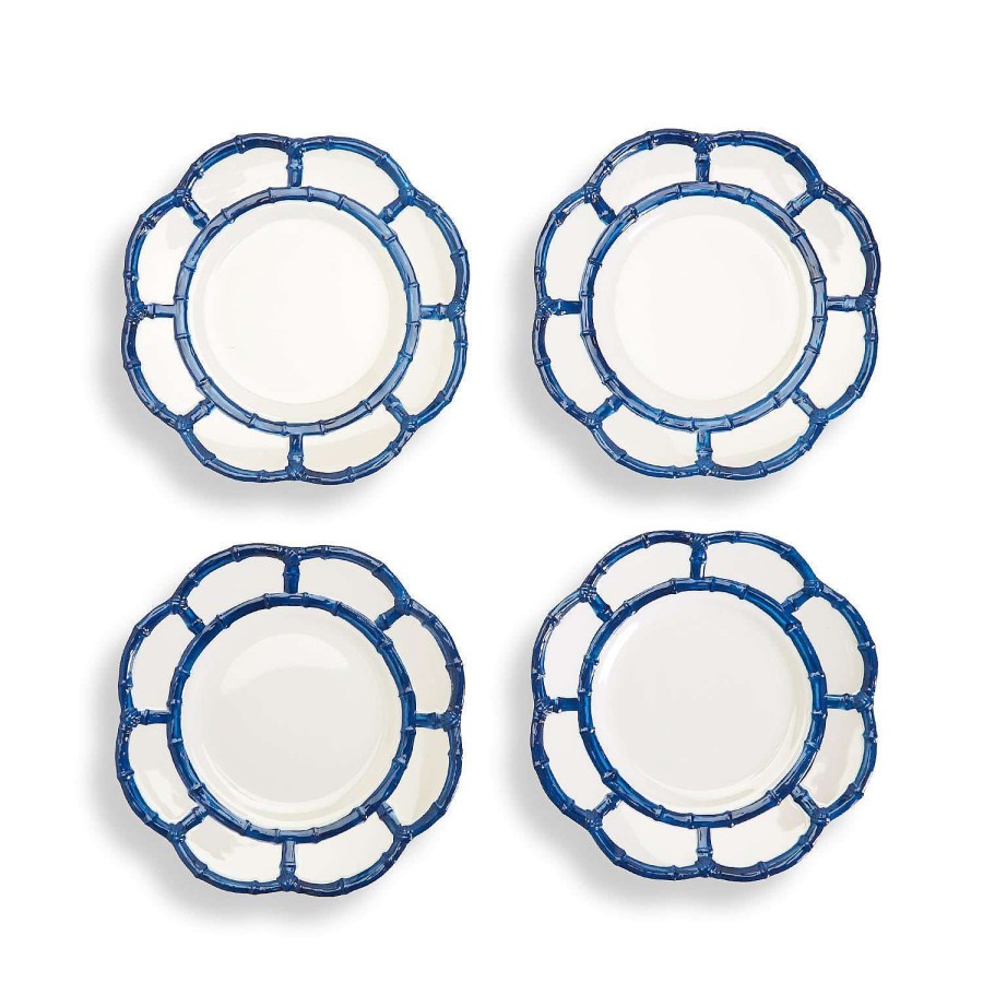 Two's Company Kitchen & Dining | Blue Bamboo Touch Salad Plate, Set Of 4