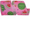 Reliant Ribbon Ribbon | Watermelon And Seeds Linen Ribbon, 2.5" X 10Yd