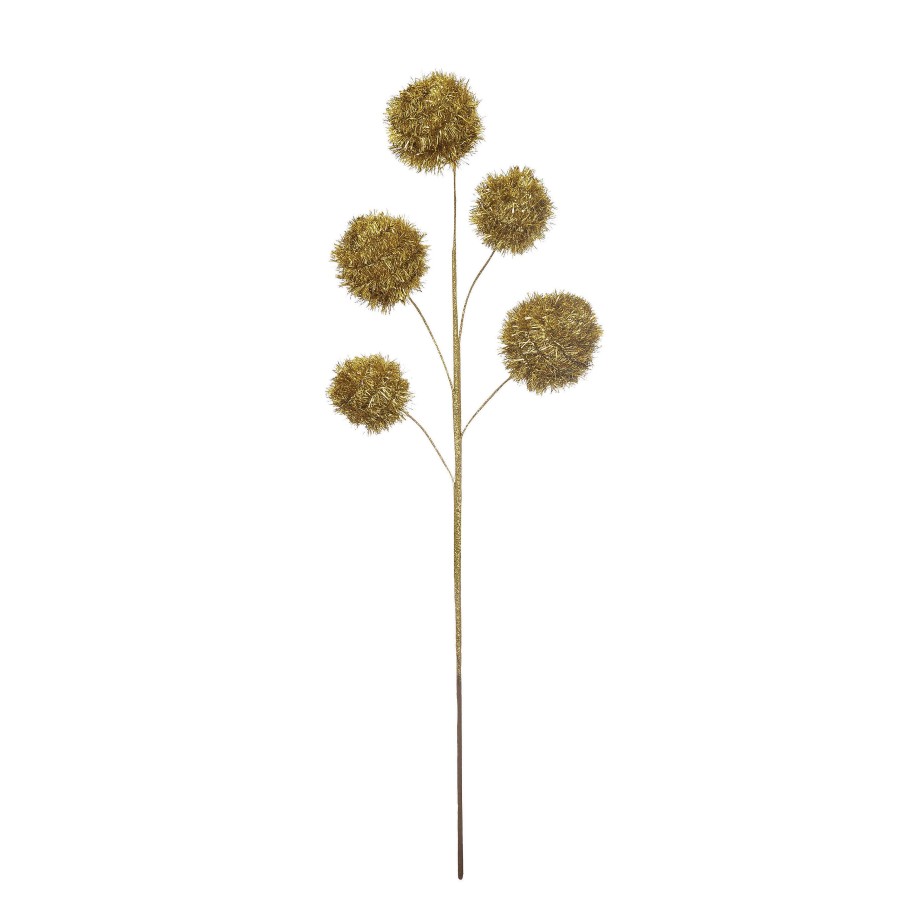 Creative Coop Floral | Gold Tinsel Ball Pick