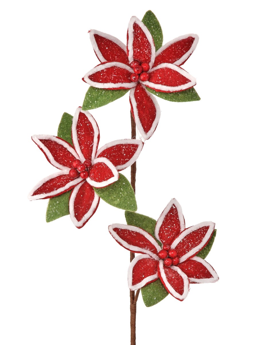 Regency Sprays | Frosty Felt Poinsettia Spray, 23"