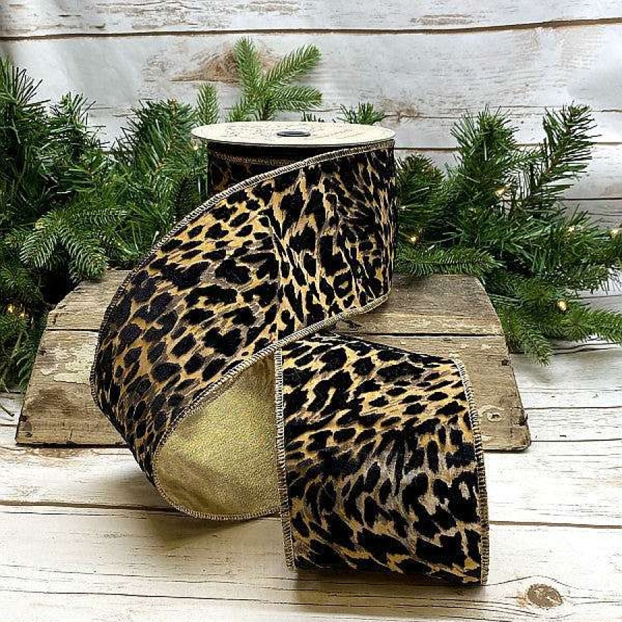 D. Stevens Ribbon | Black Leopard Jacquard Ribbon, 4" X 10Yd.