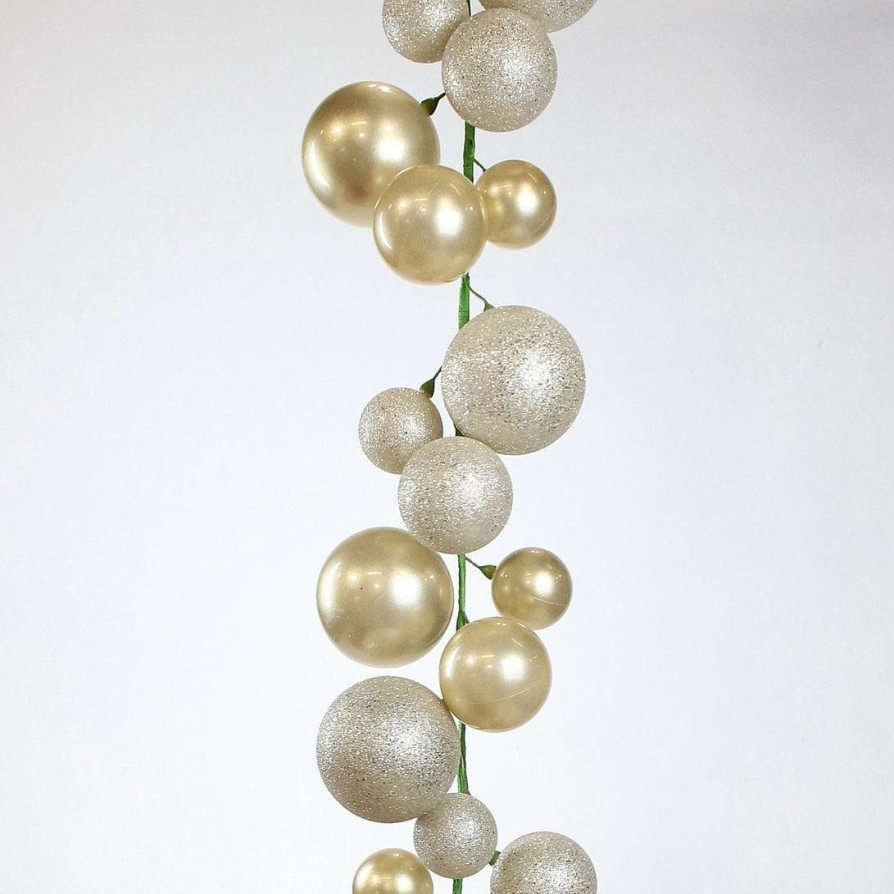 Farrisilk Garlands | Platinum Glitter And Candy Apple Ball Garland, 10'