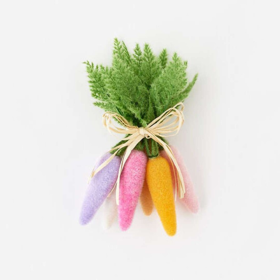 180 Degrees Home Accents | Flocked Colored Carrot Cluster