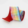 Farrisilk Ribbon | Multi-Colored Rainbow Plaid Ribbon 4"X10Yd