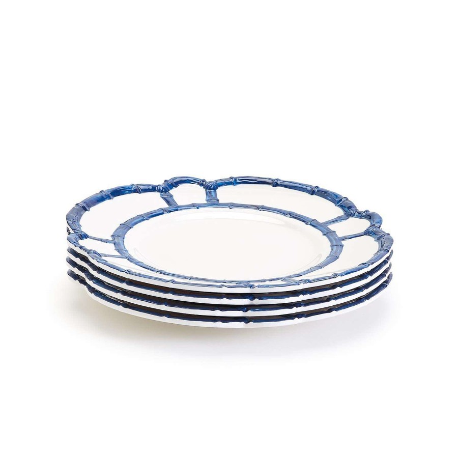 Two's Company Spring | Blue Bamboo Touch Dinner Plate, Set Of 4