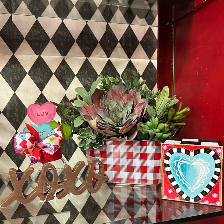 Craig Bachman Decorative Containers | Red And White Check Planter