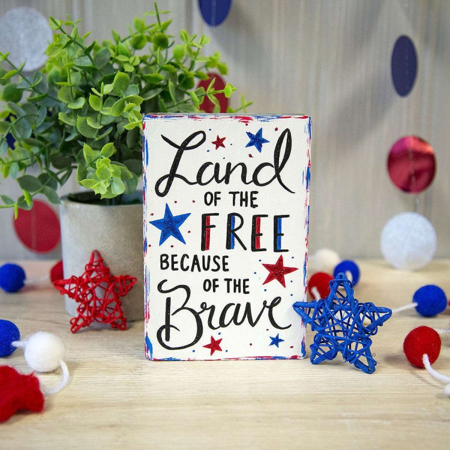 The Round Top Collection Table Decor | Free And Brave Flag Sitter