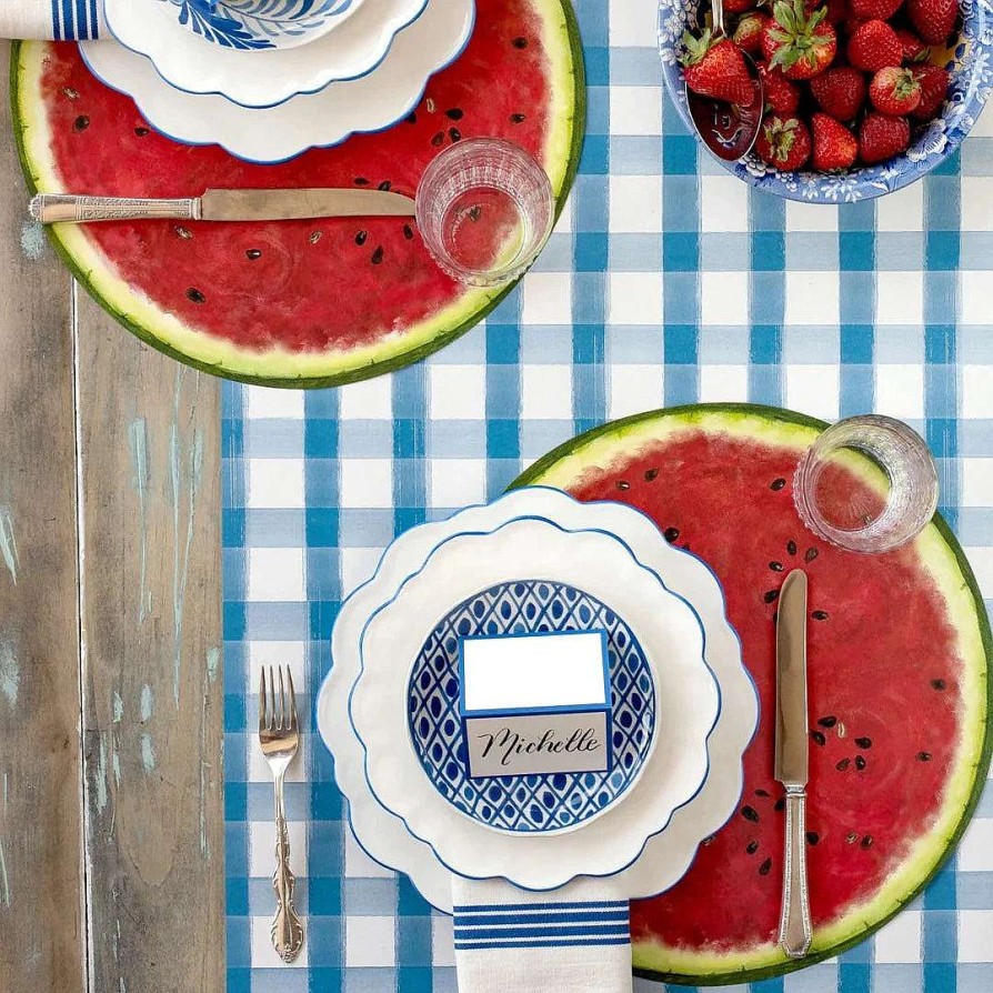 Hester & Cook Party Diy | Blue Painted Check Runner