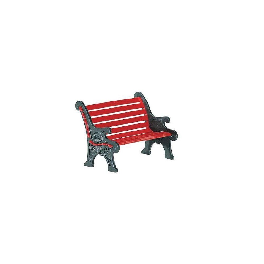 Department 56 Focal Points | Red Wrought Iron Park Bench Dept. 56 Village