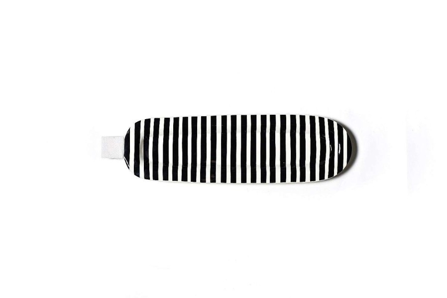 Happy Everything Celebrate Birthday | Skinny Oval Black Stripe Mini Entertaining Platter By Happy Everything!