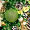 Farrisilk Ball Ornaments | Lime Green Glitter Ball Ornament, 8"