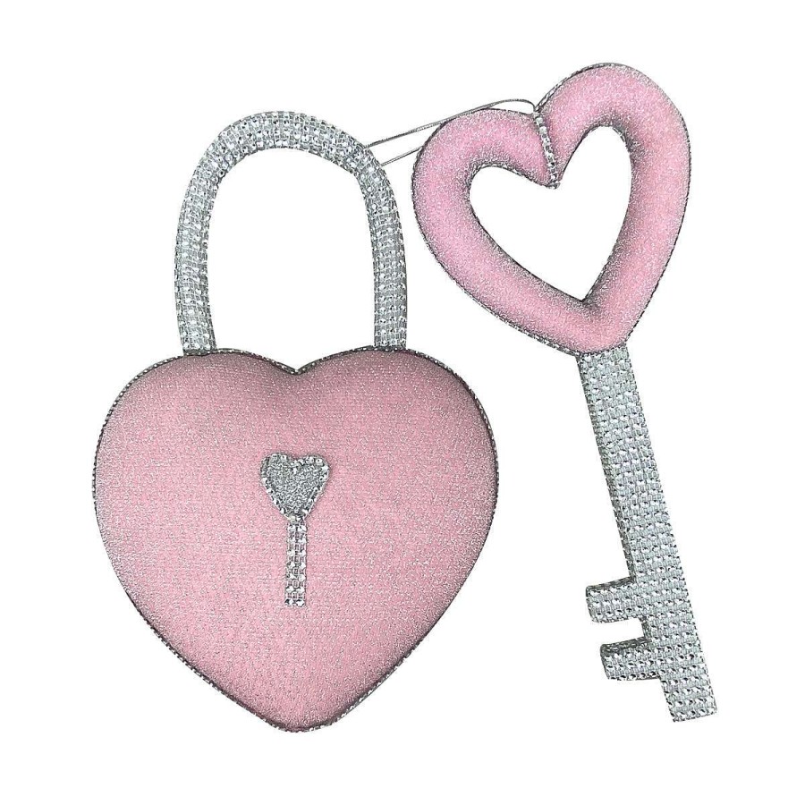 Liberty Floral Figurines | Pink Bling Heart Lock & Key