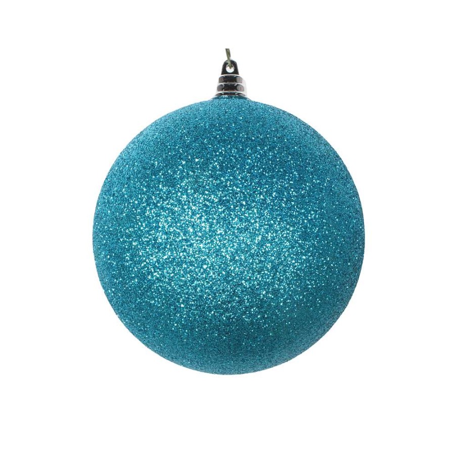 Farrisilk Spring | Turquoise Glitter Ball Ornament, 4"