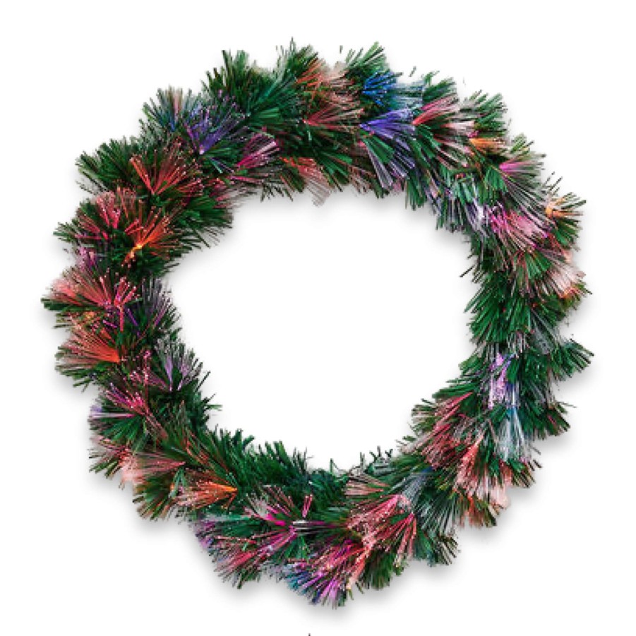 180 Degrees Wall Decor | Green Fiber Optic Wreath, 24"