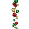 Farrisilk Garlands | Red, Gold & Emerald Green Ball Garland, 10'