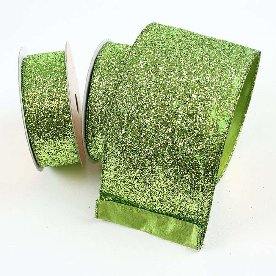 Farrisilk Ribbon | Glitter Magic Lime Green Ribbon, 1.5"X10Yd