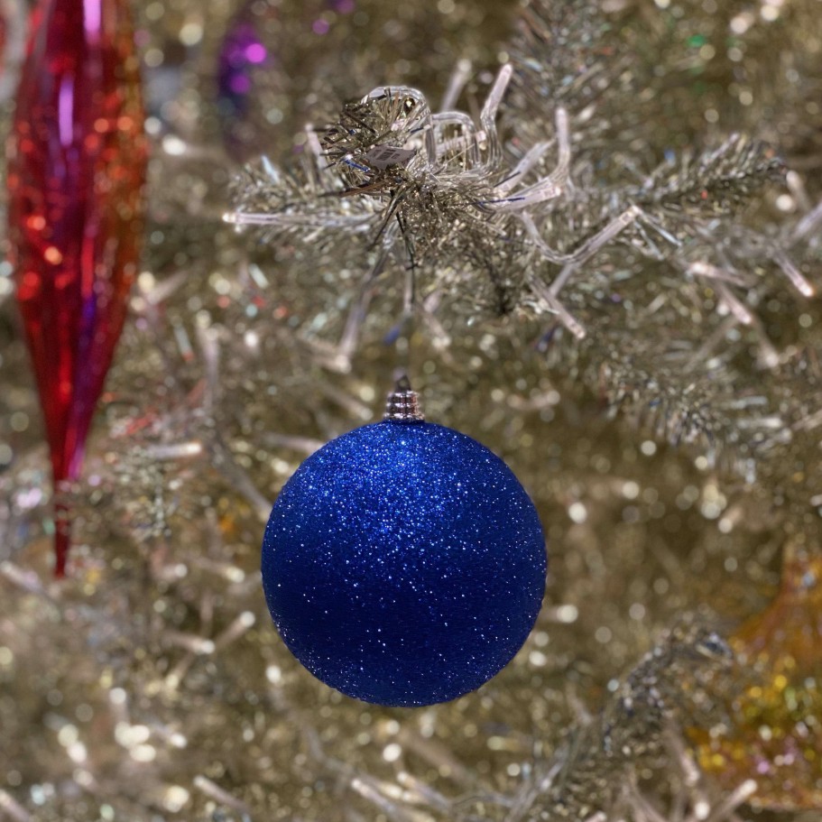 Farrisilk Ball Ornaments | Blue Glitter Ball Ornament, 4"