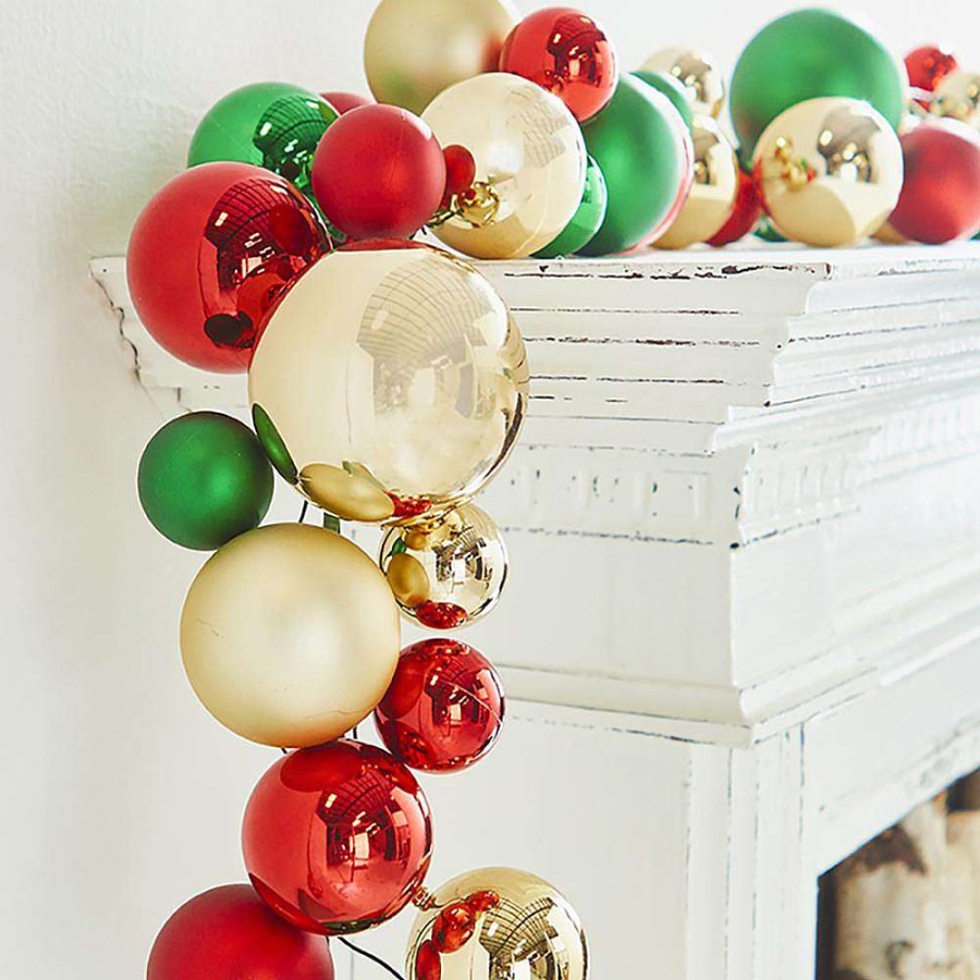 RAZ Garlands | Ball Garland In Red, Green And Gold, 4'