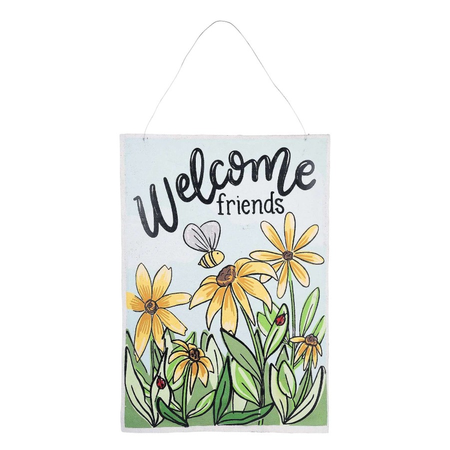 Glory Haus Door Decor | Live Life And "Welcome Friends" Reversible Spring Burlee