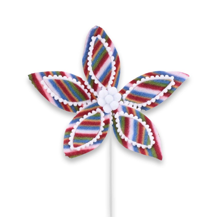 Direct Export Co. Floral | Playful Stripe Poinsettia Stem