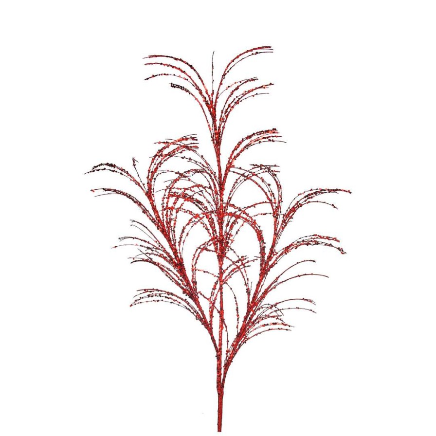 Regency Sprays | Red Glitter Sequin Pampas Grass Spray, 34"