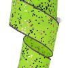 Craig Bachman Ribbon | Lime Green Sprinkle Glitter Ribbon, 2.5" X 10Yd.