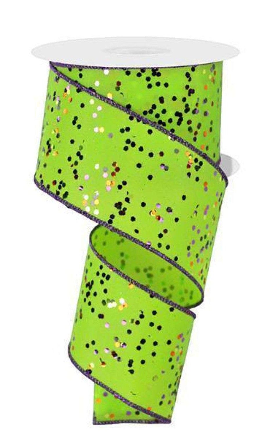 Craig Bachman Ribbon | Lime Green Sprinkle Glitter Ribbon, 2.5" X 10Yd.