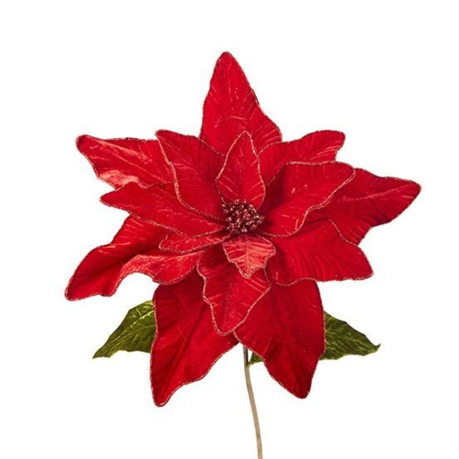 RAZ Stems | Red Velvet Poinsettia Stem