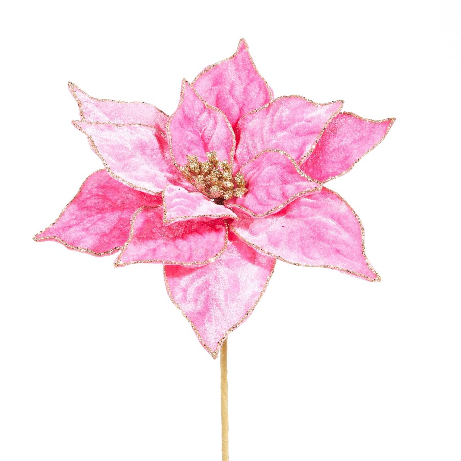 RAZ Stems | Hot Pink Velvet Poinsettia Stem