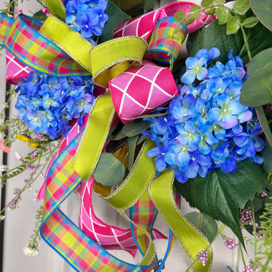 Miss Cayce's Door Decor | Blooming Blue Hydrangea Wreath