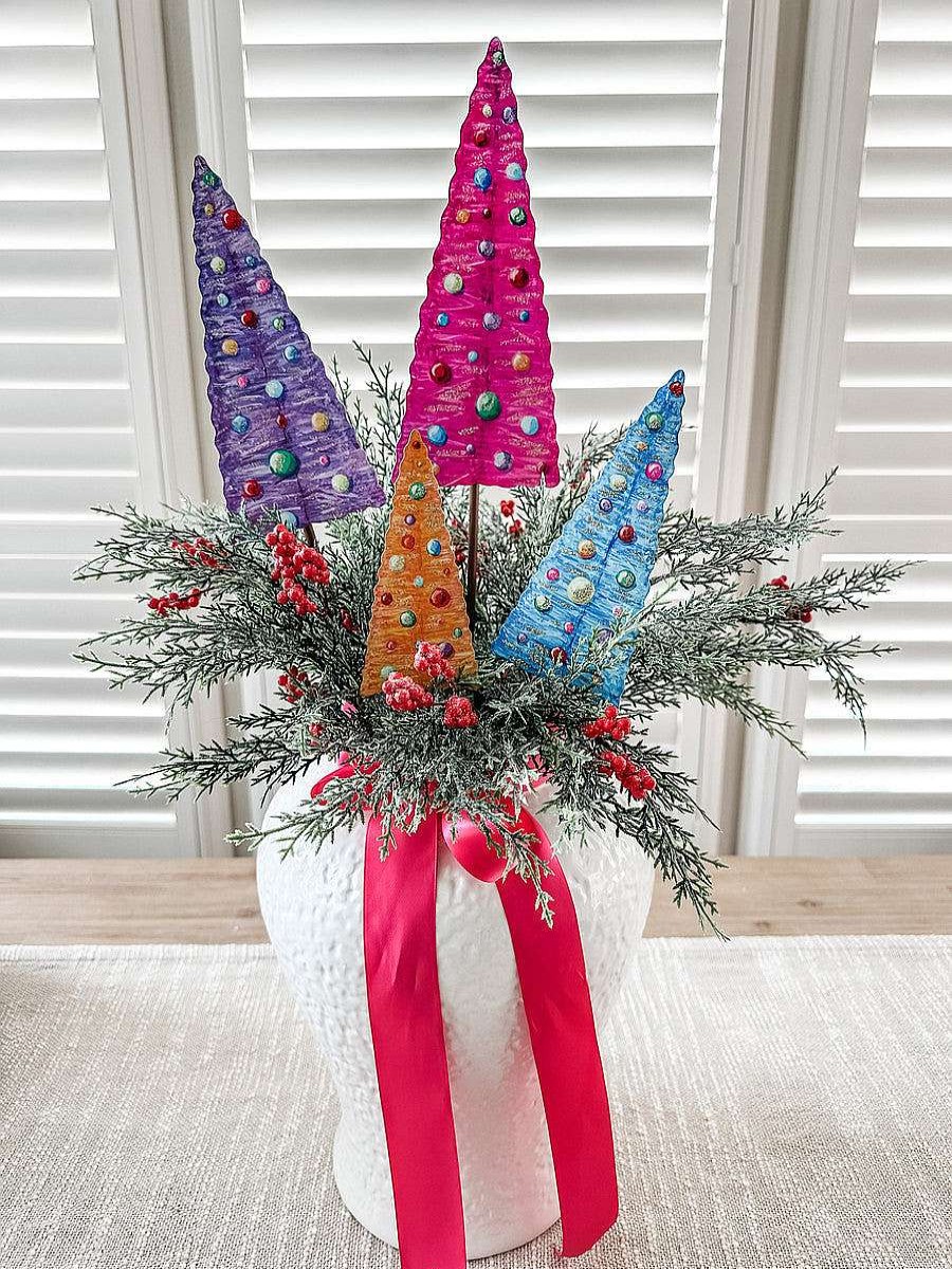 The Round Top Collection Pot Stakes | Merry & Bright Bottle Brush Trees