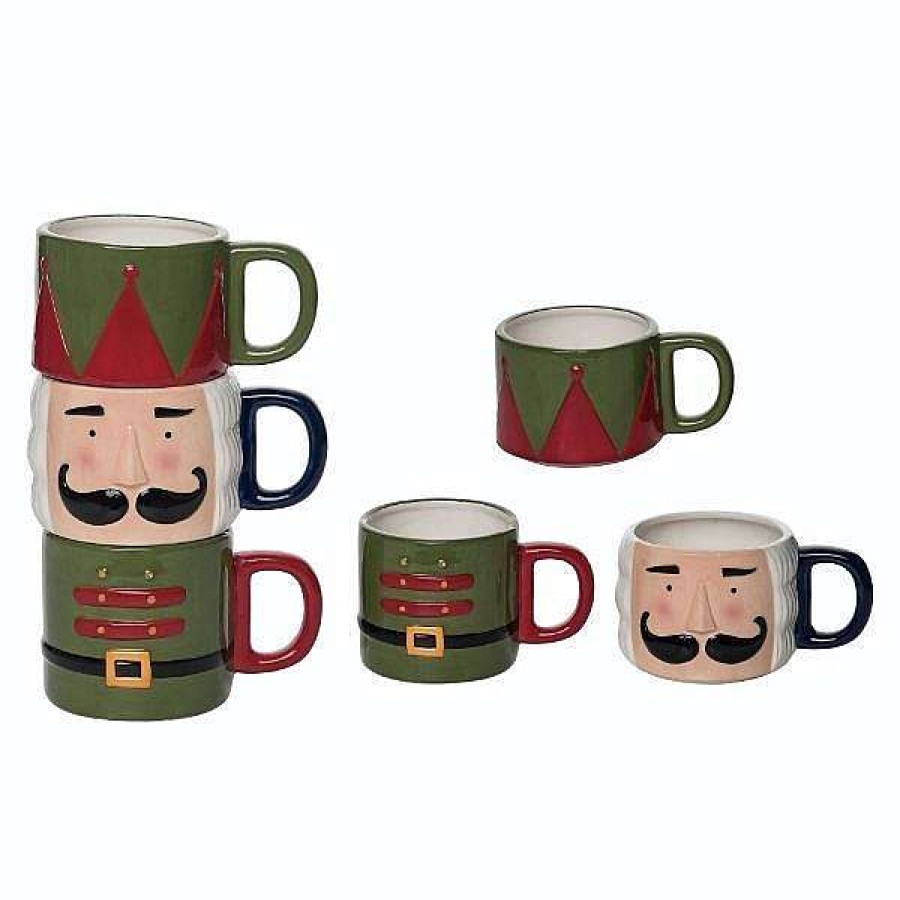 Transpac Kitchen & Dining | Dol Stacked Nutcracker Mugs S/3