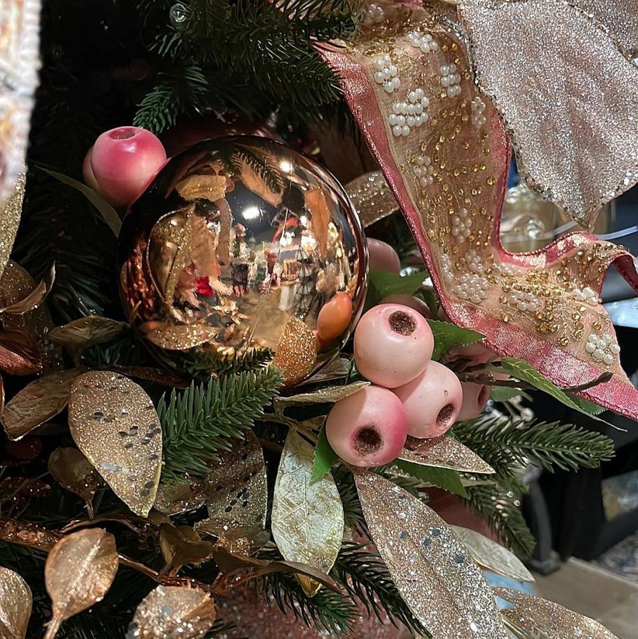 Farrisilk Ball Ornaments | 4" Rose Gold Shiny Ornament