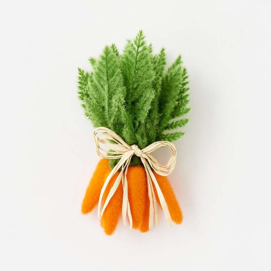 180 Degrees Home Accents | Flocked Orange Carrot Cluster