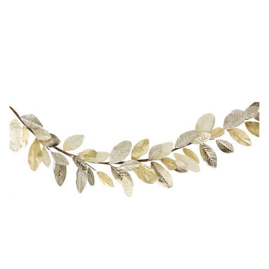 Craig Bachman Table Decor | Mixed Metallic Magnolia Leaf Garland