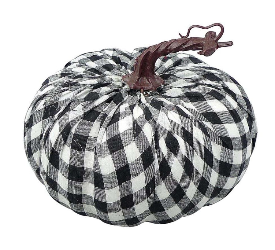 Liberty Floral Figurines | Black And White Gingham Pumpkin