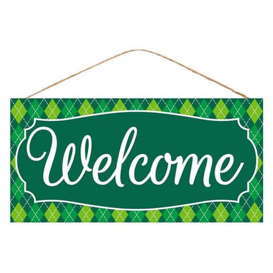 Craig Bachman Wall Decor | Green Argyle Welcome Sign