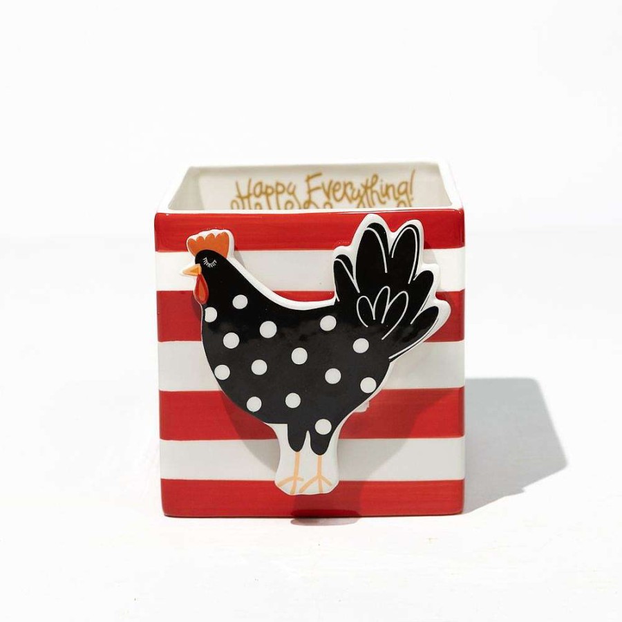 Happy Everything Decorative Containers | Red Stripe Medium Nest Cube By Happy Everything!