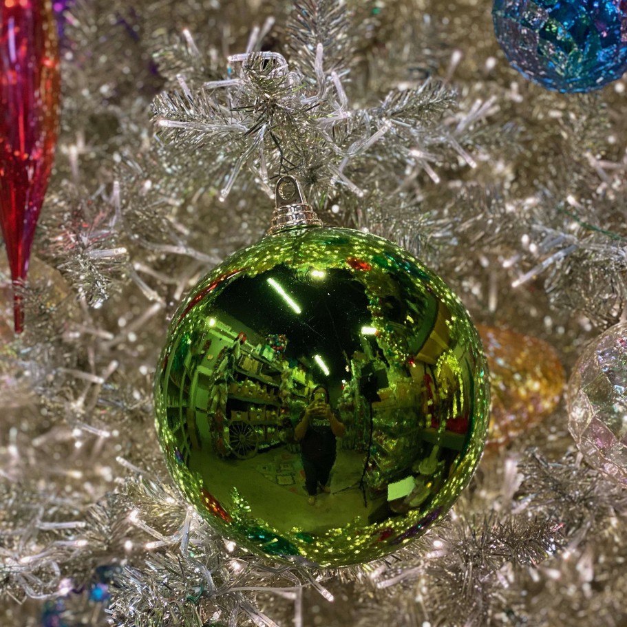 Farrisilk Mardi Gras | Lime Green Shiny Ball Ornament, 6"