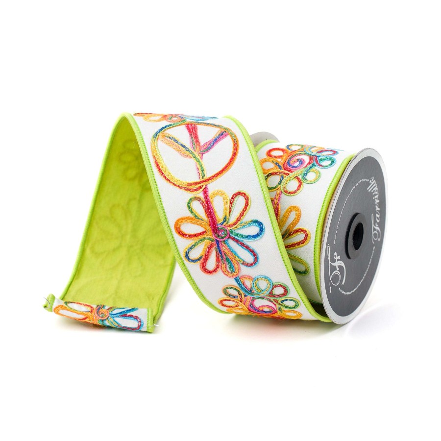 Farrisilk Spring | Lime Whimsy Hippie Ribbon, 2.5" X 10Yd