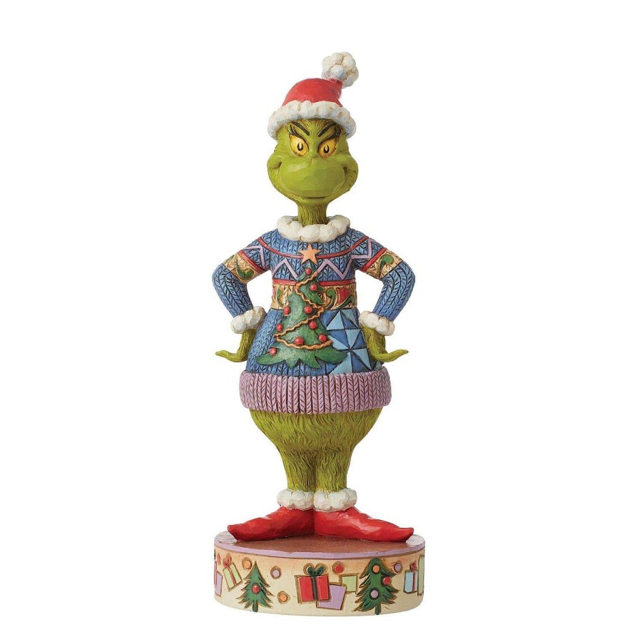 Department 56 Table Decor | Grinch Wearing Ugly Sweater Figurine, Dept. 56 Village