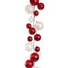 Farrisilk Garlands | Red & White Candy Apple Finish Ball Garland, 10'